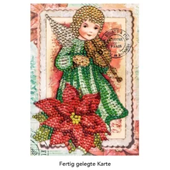 Diamond-Painting-Grußkarte, Strass, Engel mit Violine, 11,5cm x 16,5cm, inkl. Zubehör