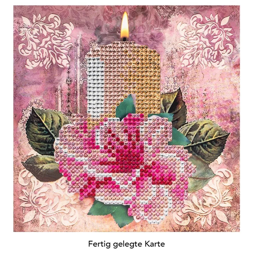 Diamond-Painting-Grußkarte, Strass, Kerze, 16cm x 16cm, inkl. Zubehör