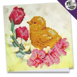 Diamond-Painting-Grußkarte, Strass, Küken 1, 16cm x 16cm, inkl. Zubehör