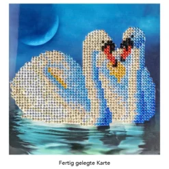 Diamond-Painting-Grußkarte, Strass, Schwäne, 16cm x 16cm, inkl. Zubehör