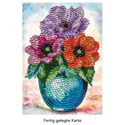 Diamond-Painting-Grußkarte, Strass, Anemonen in Vase, 11,5cm x 16,5cm, inkl. Zubehör