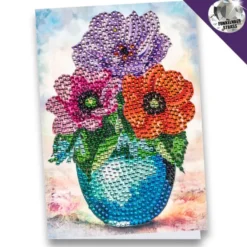 Diamond-Painting-Grußkarte, Strass, Anemonen in Vase, 11,5cm x 16,5cm, inkl. Zubehör