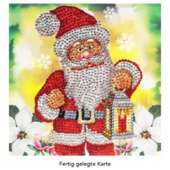 Diamond-Painting-Grußkarte, Strass, Weihnachtsmann, 16cm x 16cm, inkl. Zubehör