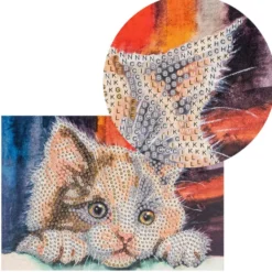 Diamond-Painting-Grußkarte, Strass, Katze, 11,5cm x 16,5cm, inkl. Zubehör