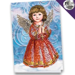 Diamond-Painting-Grußkarte, Strass, Engel 3, 11,5cm x 16,5cm, inkl. Zubehör