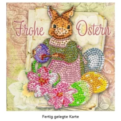 Diamond-Painting-Grußkarte, Strass, Frohe Ostern, 16cm x 16cm, inkl. Zubehör