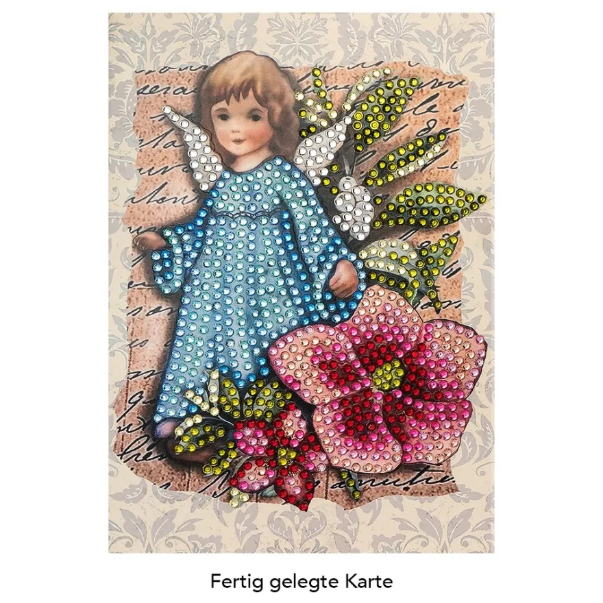 Diamond-Painting-Grußkarte, Strass, Engel 1, 11,5cm x 16,5cm, inkl. Zubehör
