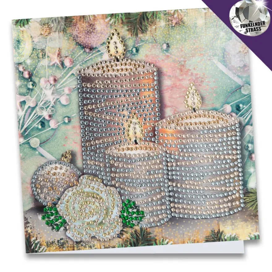 Diamond-Painting-Grußkarte, Strass, Kerzen 2, 16cm x 16cm, inkl. Zubehör