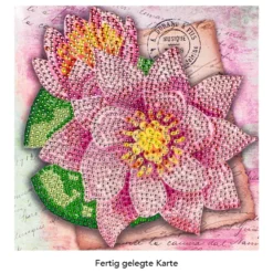 Diamond-Painting-Grußkarte, Strass, Lotusblüten, 16cm x 16cm, inkl. Zubehör