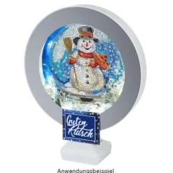 Diamond-Painting-Grußkarte, Strass, Schneekugel mit Schneemann, 16cm x 16cm, inkl. Zubehör