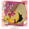 Diamond-Painting-Grußkarte, Strass, Küken mit Ei & fuchsiafarbenen Blüten, 16cm x 16cm, inkl Zubehör