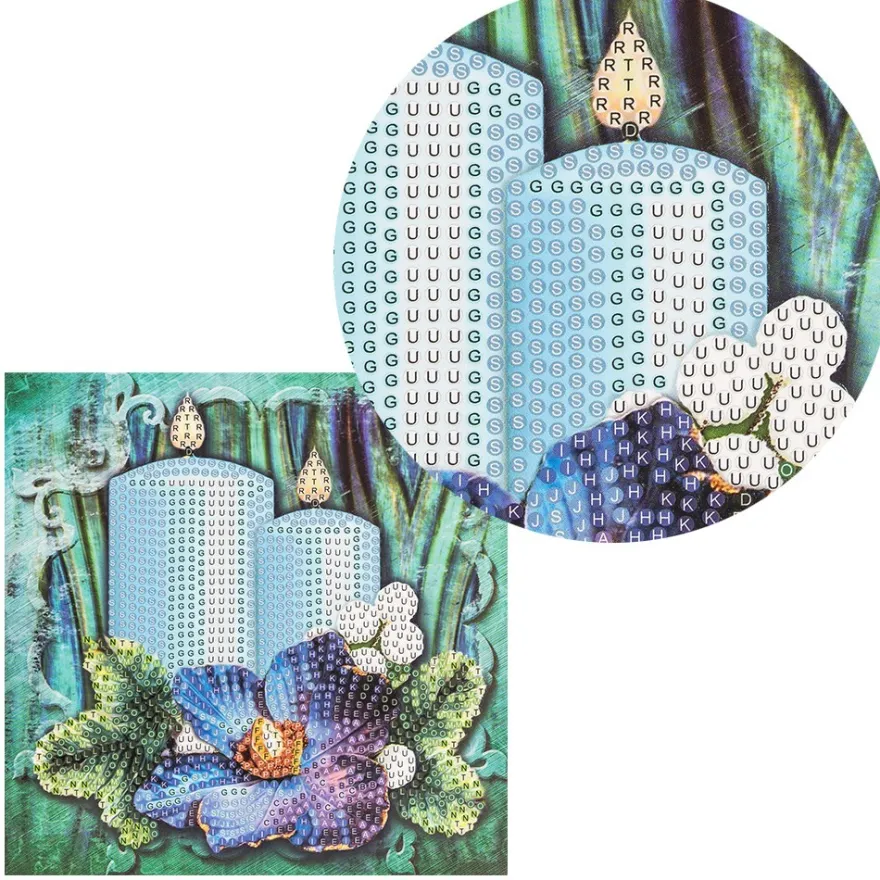 Diamond-Painting-Grußkarte, Strass, Kerzen mit Christrose, 16cm x 16cm, inkl. Zubehör
