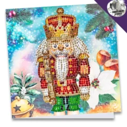 Diamond-Painting-Grußkarte, Strass, Nussknacker, 16cm x 16cm, inkl. Zubehör