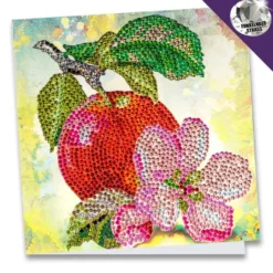 Diamond-Painting-Grußkarte, Strass, Apfel mit Blüte, 16cm x 16cm, inkl. Zubehör