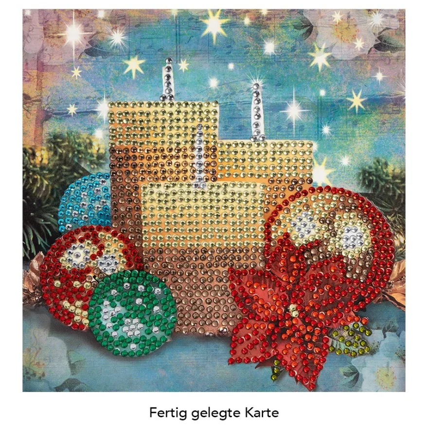 Diamond-Painting-Grußkarte, Strass, Kerzen 1, 16cm x 16cm, inkl. Zubehör