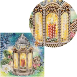 Diamond-Painting-Grußkarte, Strass, Laterne, 16cm x 16cm, inkl. Zubehör