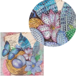 Diamond-Painting-Grußkarte, Strass, Blaue Ostereier im Nest, 16cm x 16cm, inkl. Zubehör