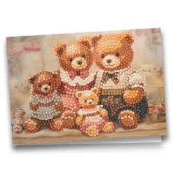 Diamond-Painting-Grußkarte, Teddyfamilie, 16,5cm x 11,5cm, inkl. Zubehör