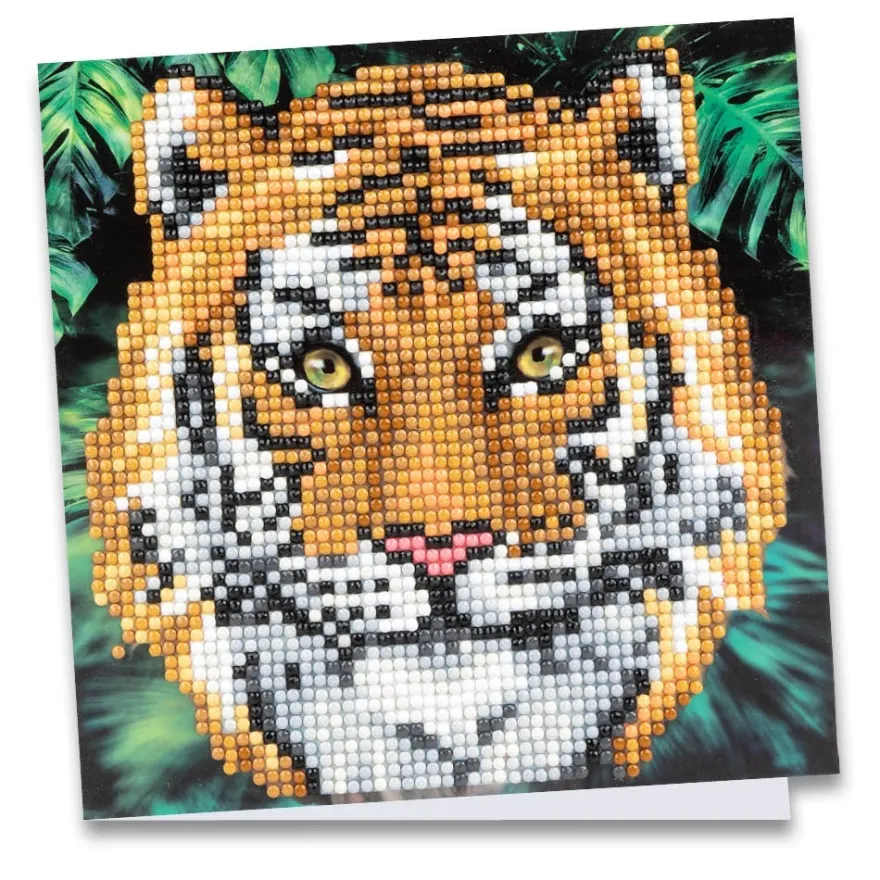 Diamond-Painting-Grußkarte, Tiger, 16cm x 16cm, inkl. Zubehör
