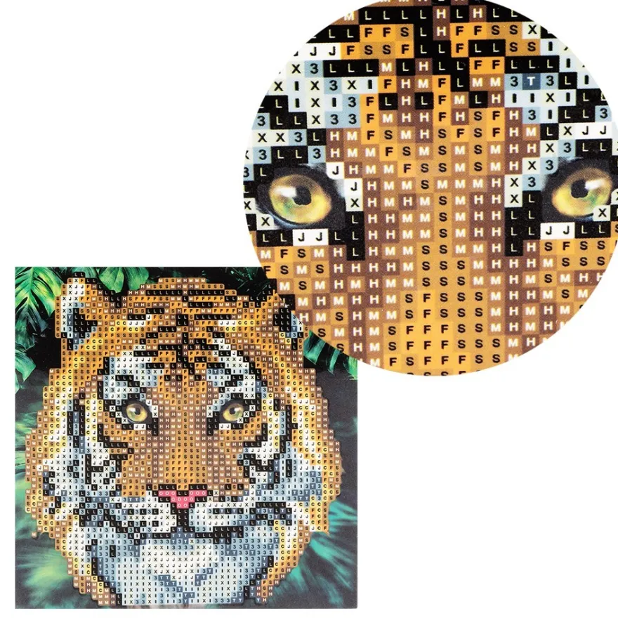 Diamond-Painting-Grußkarte, Tiger, 16cm x 16cm, inkl. Zubehör