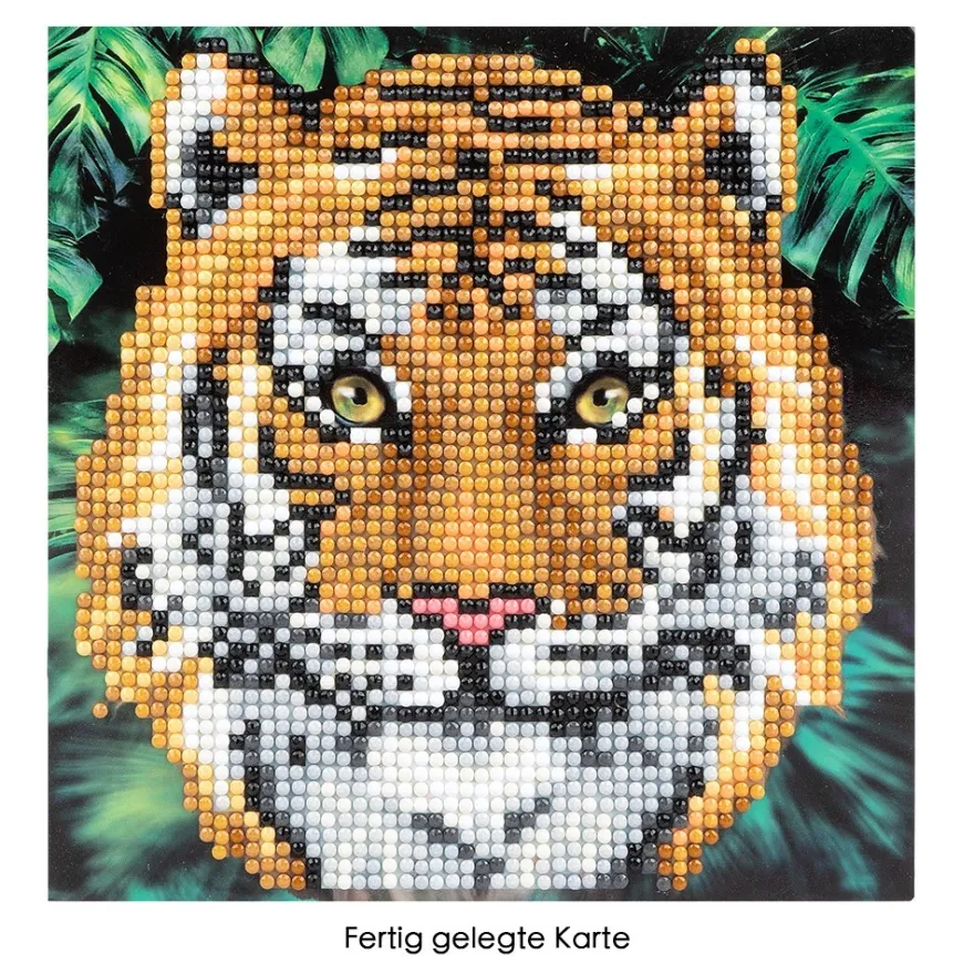 Diamond-Painting-Grußkarte, Tiger, 16cm x 16cm, inkl. Zubehör