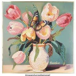 Diamond-Painting-Grußkarte, Vintage Blumenstrauß 6, 16cm x 16cm, inkl. Zubehör