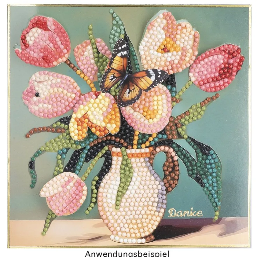 Diamond-Painting-Grußkarte, Vintage Blumenstrauß 6, 16cm x 16cm, inkl. Zubehör