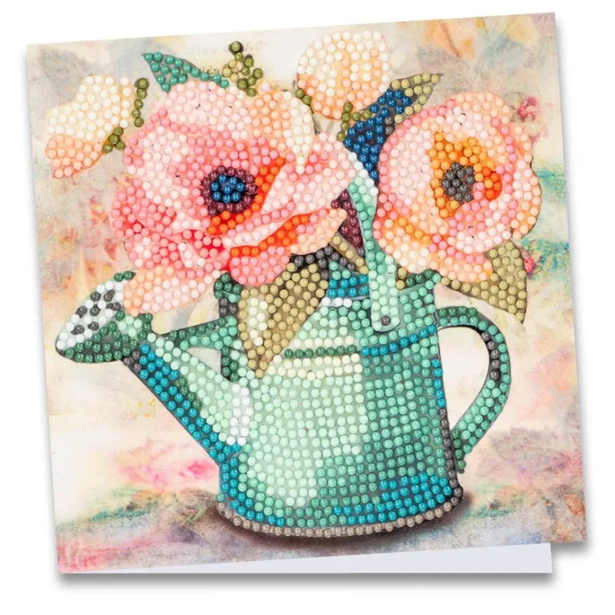 Diamond-Painting-Grußkarte, Vintage Blumenstrauß 5, 16cm x 16cm, inkl. Zubehör
