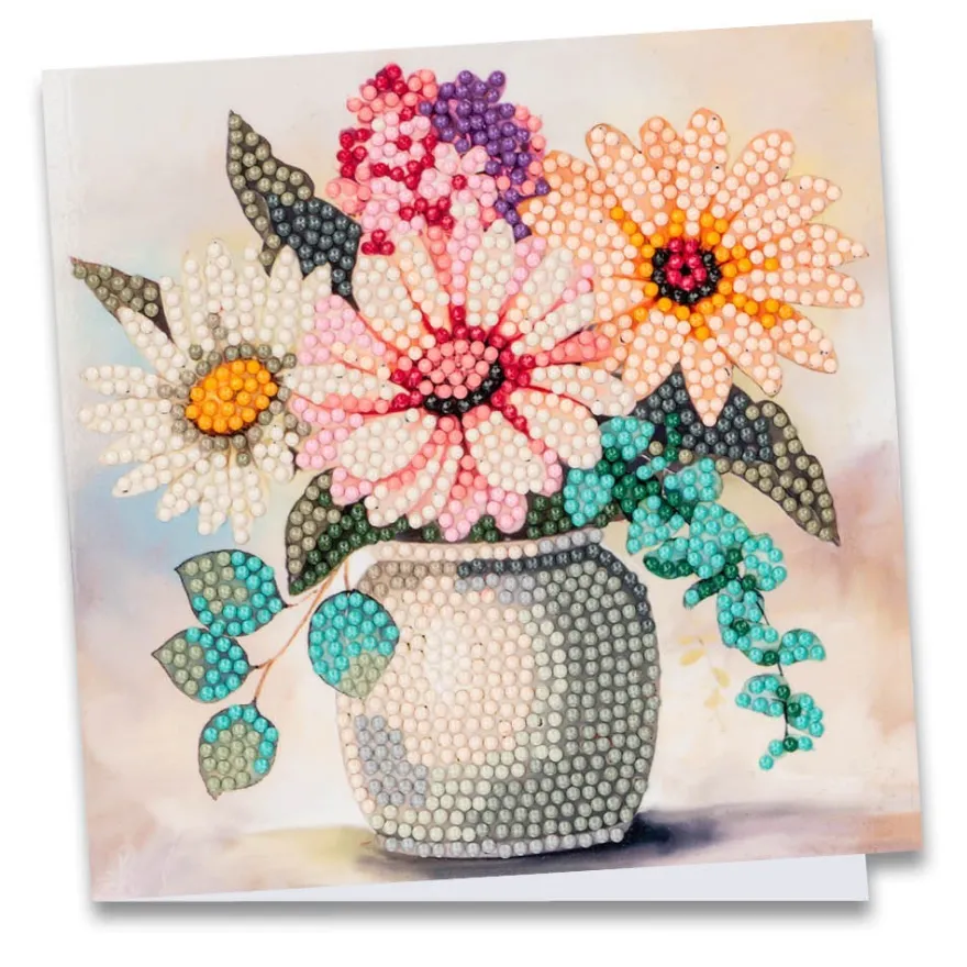 Diamond-Painting-Grußkarte, Vintage Blumenstrauß 4, 16cm x 16cm, inkl. Zubehör