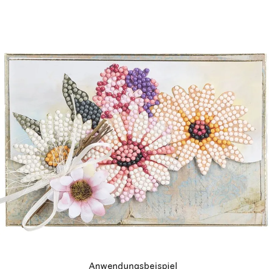 Diamond-Painting-Grußkarte, Vintage Blumenstrauß 4, 16cm x 16cm, inkl. Zubehör