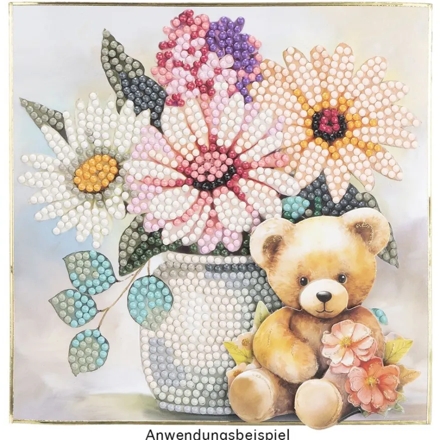 Diamond-Painting-Grußkarte, Vintage Blumenstrauß 4, 16cm x 16cm, inkl. Zubehör