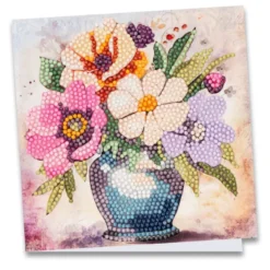 Diamond-Painting-Grußkarte, Vintage Blumenstrauß 1, 16cm x 16cm, inkl. Zubehör