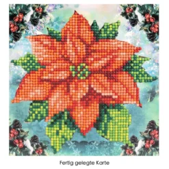Diamond-Painting-Grußkarte, Weihnachtsstern, 16cm x 16cm, inkl. Zubehör