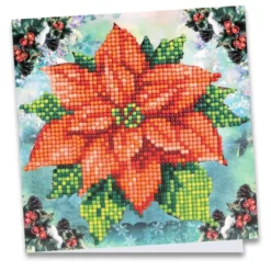 Diamond-Painting-Grußkarte, Weihnachtsstern, 16cm x 16cm, inkl. Zubehör