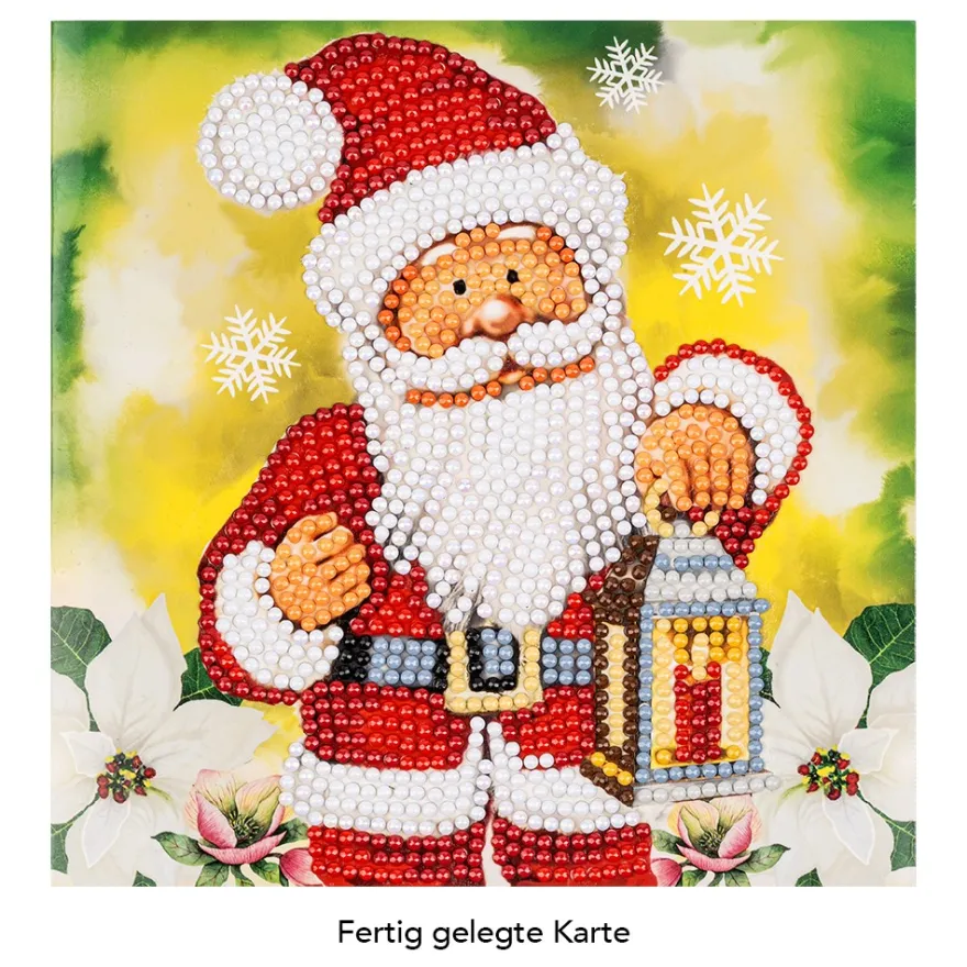 Diamond-Painting-Grußkarte, Weihnachtsmann, 16cm x 16cm, inkl. Zubehör
