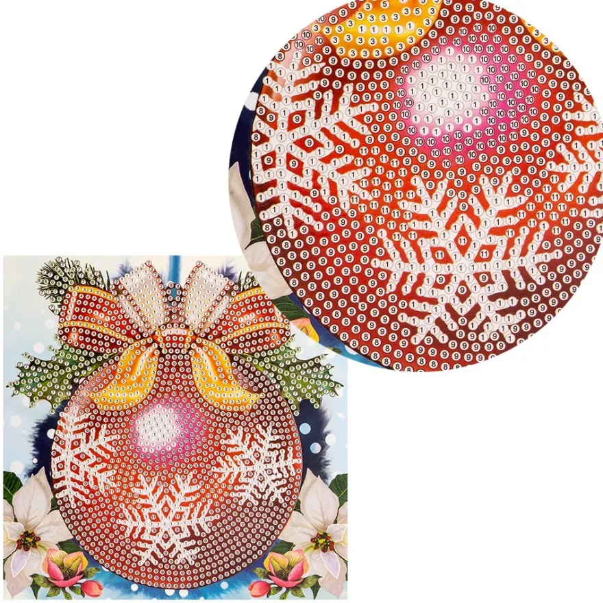 Diamond-Painting-Grußkarte, Weihnachtskugel, 16cm x 16cm, inkl. Zubehör