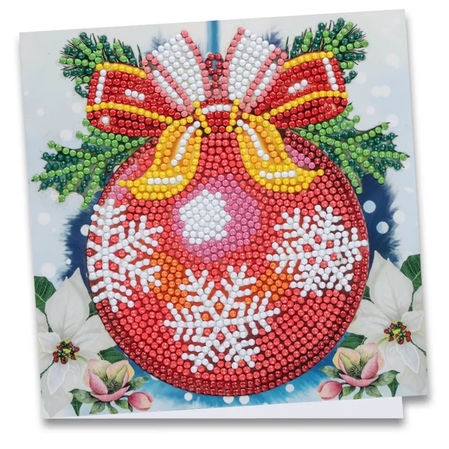Diamond-Painting-Grußkarte, Weihnachtskugel, 16cm x 16cm, inkl. Zubehör