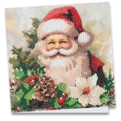 Diamond-Painting-Grußkarte, Weihnachtsmann mit Weihnachtsstern, 16cm x 16cm, inkl. Zubehör