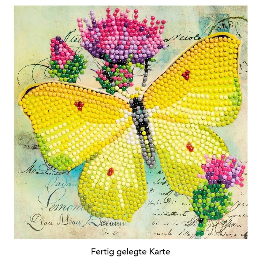 Diamond-Painting-Grußkarte, Zitronenfalter, 16cm x 16cm, inkl. Zubehör