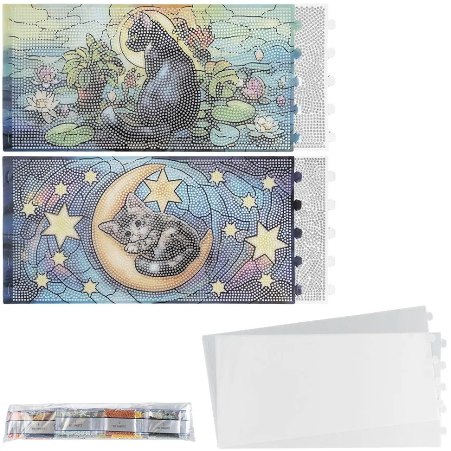 Diamond-Painting-Lampenfolien, Katzen 1, 32,5cm x 16cm, inkl. Transparentpapier-Zuschnitte, 2 Stück