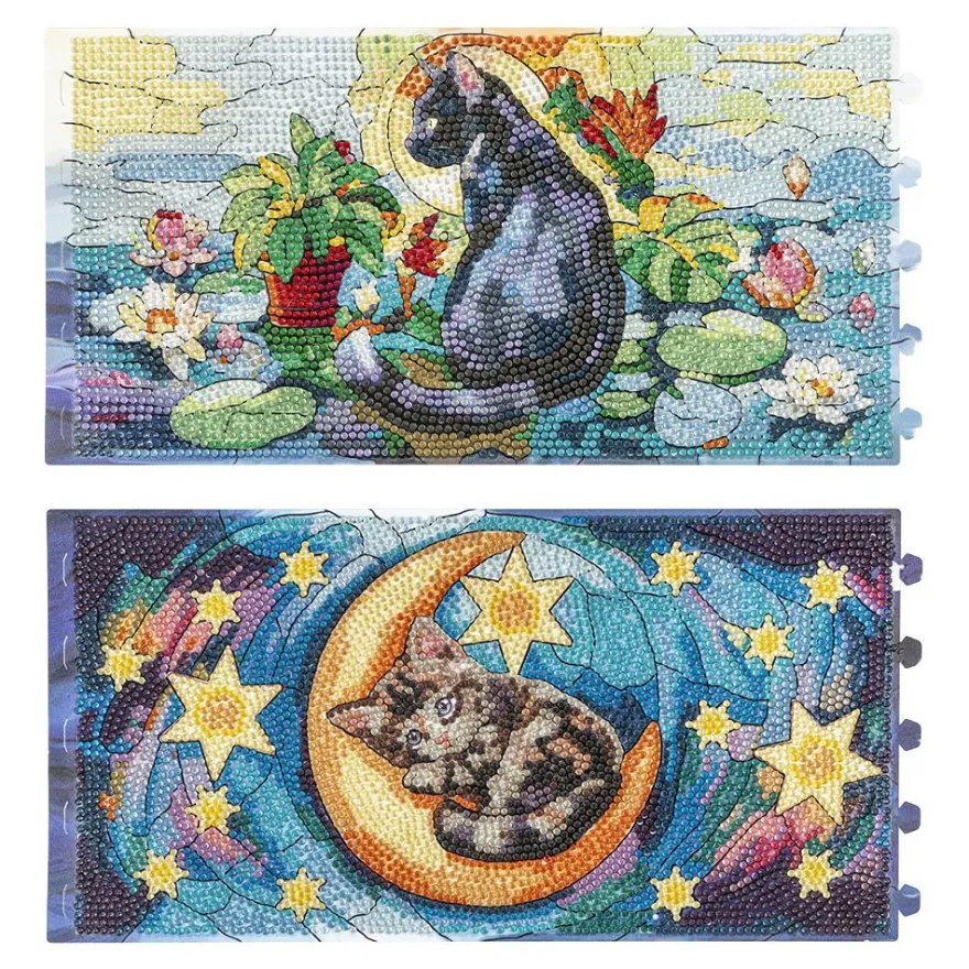 Diamond-Painting-Lampenfolien, Katzen 1, 32,5cm x 16cm, inkl. Transparentpapier-Zuschnitte, 2 Stück