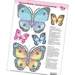 Diamond-Painting-Legevorlage, Bunte Schmetterlinge, DIN A4