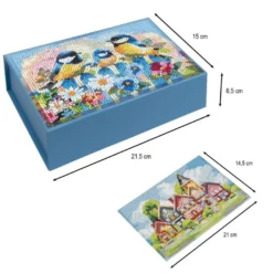 Diamond-Painting-Magnetboxen, Tiere und Häuser, 21,5cm x 15cm x 6,5cm, 900g/m², 3 Stück