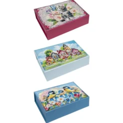Diamond-Painting-Magnetboxen, Tiere und Häuser, 21,5cm x 15cm x 6,5cm, 900g/m², 3 Stück