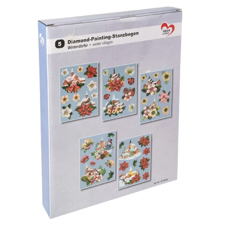 Diamond-Painting-Stanzbogen, Winterdörfer, DIN A4, 5 Bogen