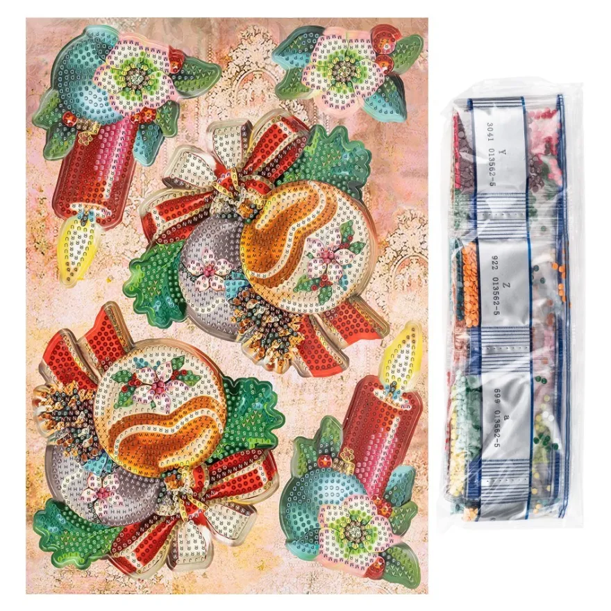 Diamond-Painting-Stanzbogen, Weihnachten, 370g/m², DIN A4, 5 Bogen