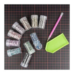 Diamond-Painting-Steine, metallic, versch. Farben, je 8g, 10 Dosen