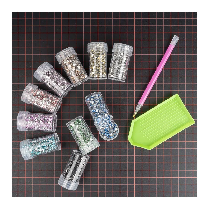 Diamond-Painting-Steine, metallic, versch. Farben, je 8g, 10 Dosen