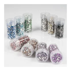 Diamond-Painting-Steine, metallic, versch. Farben, je 8g, 10 Dosen