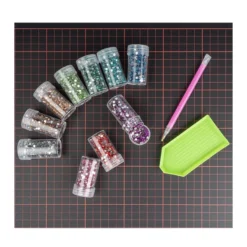 Diamond-Painting-Steine, Strass, Sortierung 2, versch. Farben, je 8g, 10 Dosen
